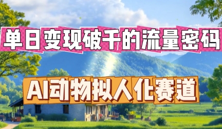 单日变现破k的流量密码，AI动物拟人化赛道-亮剑学堂