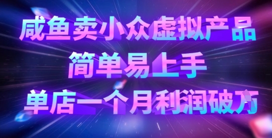 咸鱼卖小众虚拟产品，简单易上手，单店一个月利润破W-亮剑学堂